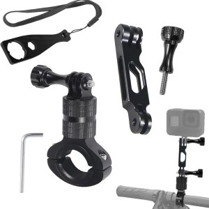 Soporte de cámara de rotación de 360 grados para Gopro, montaje de manillar de bicicleta de aluminio con barra de extensión para cámaras de acción Soporte de cámara de rotación de 360 grados para Gopro, montaje de manillar de bicicleta de aluminio con barra de extensión para cámaras de acción