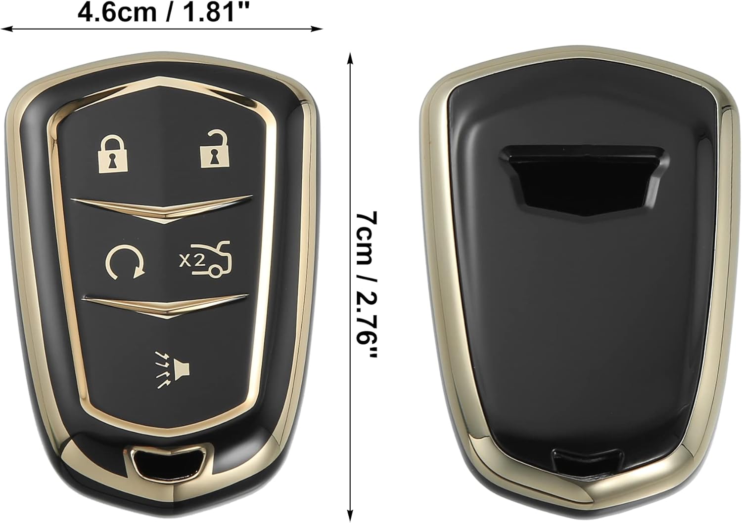 X AUTOHAUX Funda para llavero de automóvil de 5 botones, funda protectora completa con botón de TPU, color negro para Cadillac XT5 2017-2020 para