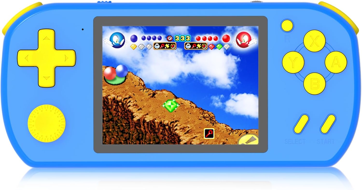 Consola de juegos de mano para niños precargada 218 videojuegos retro, reproductor de juegos portátil con batería recargable de 3.0 pulgadas, mini