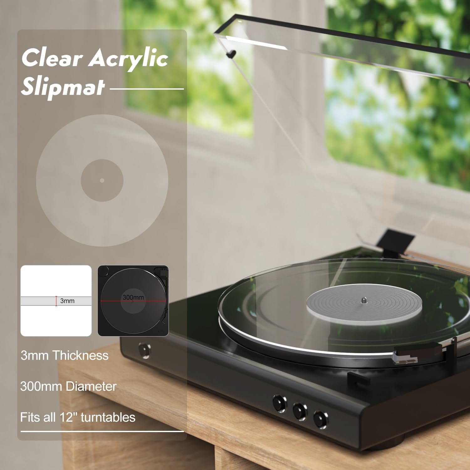Alfombrilla para tocadiscos para tocadiscos, tapete de vinilo acrílico para tocadiscos, antiestático, más apretado y bajo definido (D, tapete