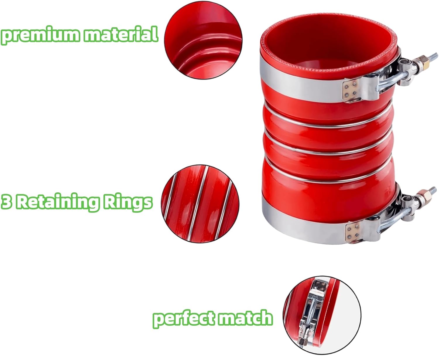202-36-2042 Par de mangueras de silicona roja de carga de aire con abrazaderas juego de 4 x 6 pulgadas y 4 pulgadas se adapta a 202-36-2042