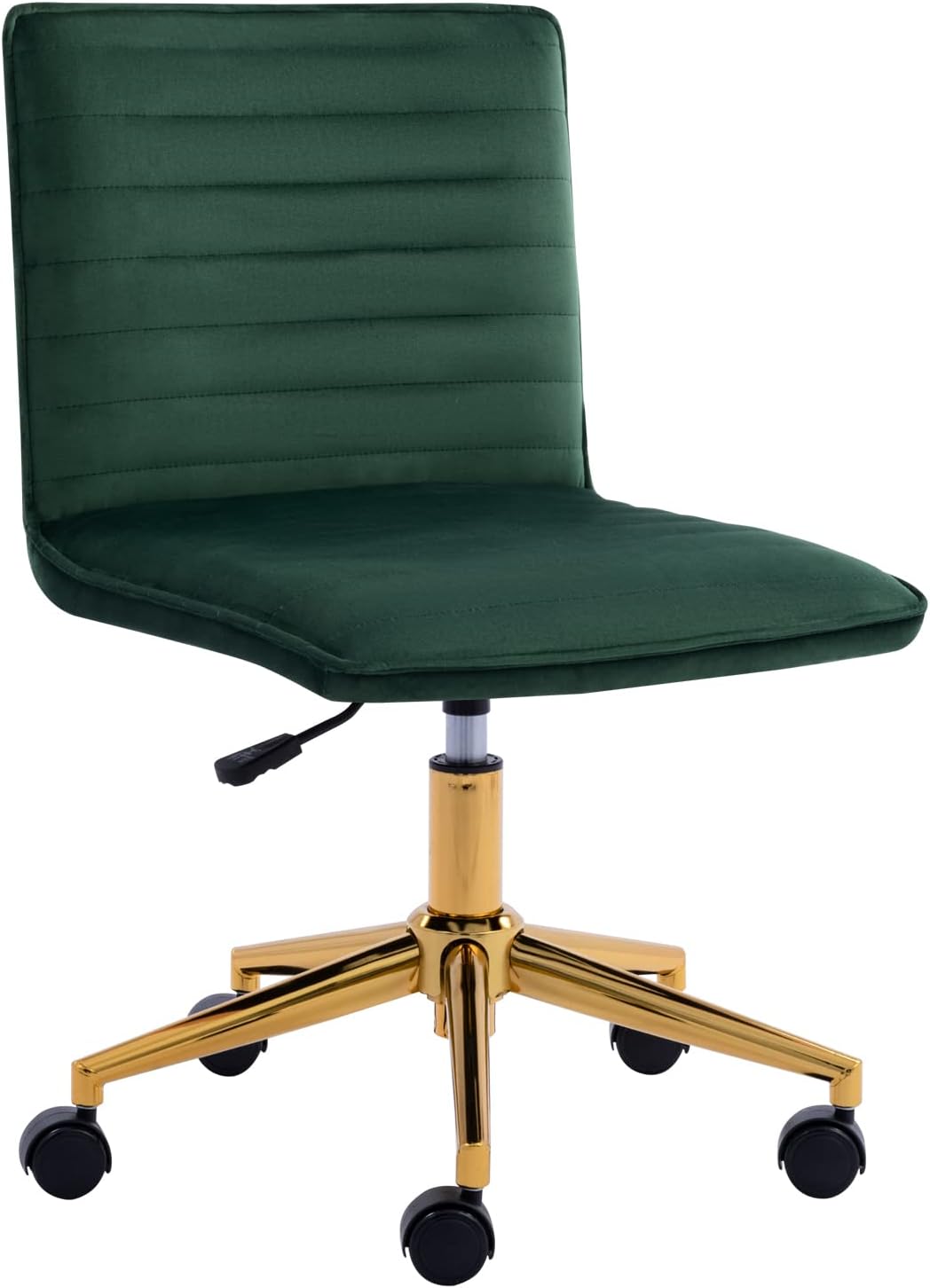 Furnimart Silla de escritorio de terciopelo sin brazos para oficina en casa, sillas de tareas ajustables, silla de oficina tapizada giratoria