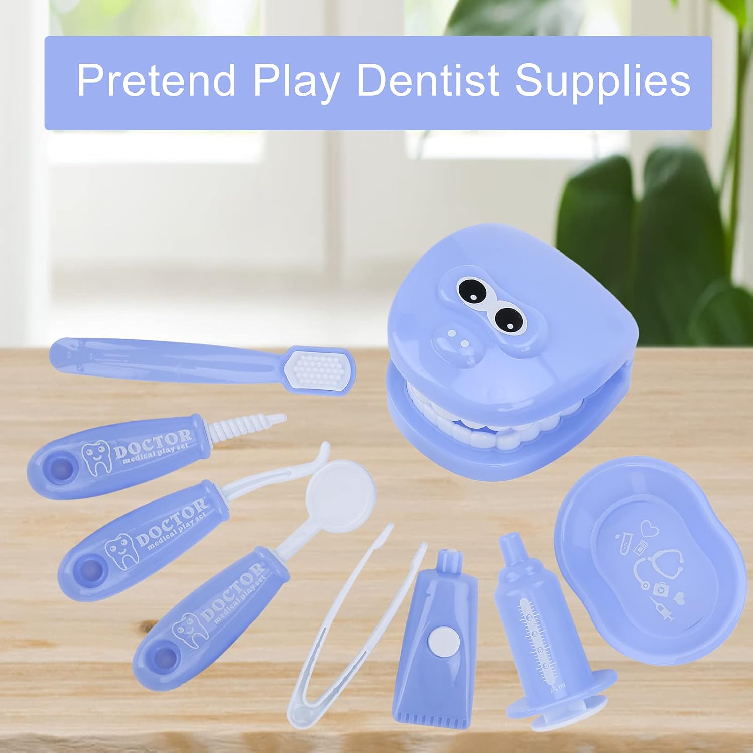 VBESTLIFE Modelo de herramientas de dentista, juego de 9 piezas para niños, juego de simulación para dentistas, juego de modelos de dientes, kit de
