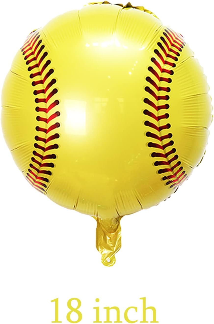 10 globos de sóftbol de papel de aluminio de Mylar de 18 pulgadas, globos deportivos redondos para sóftbol temático de cumpleaños, baby shower,