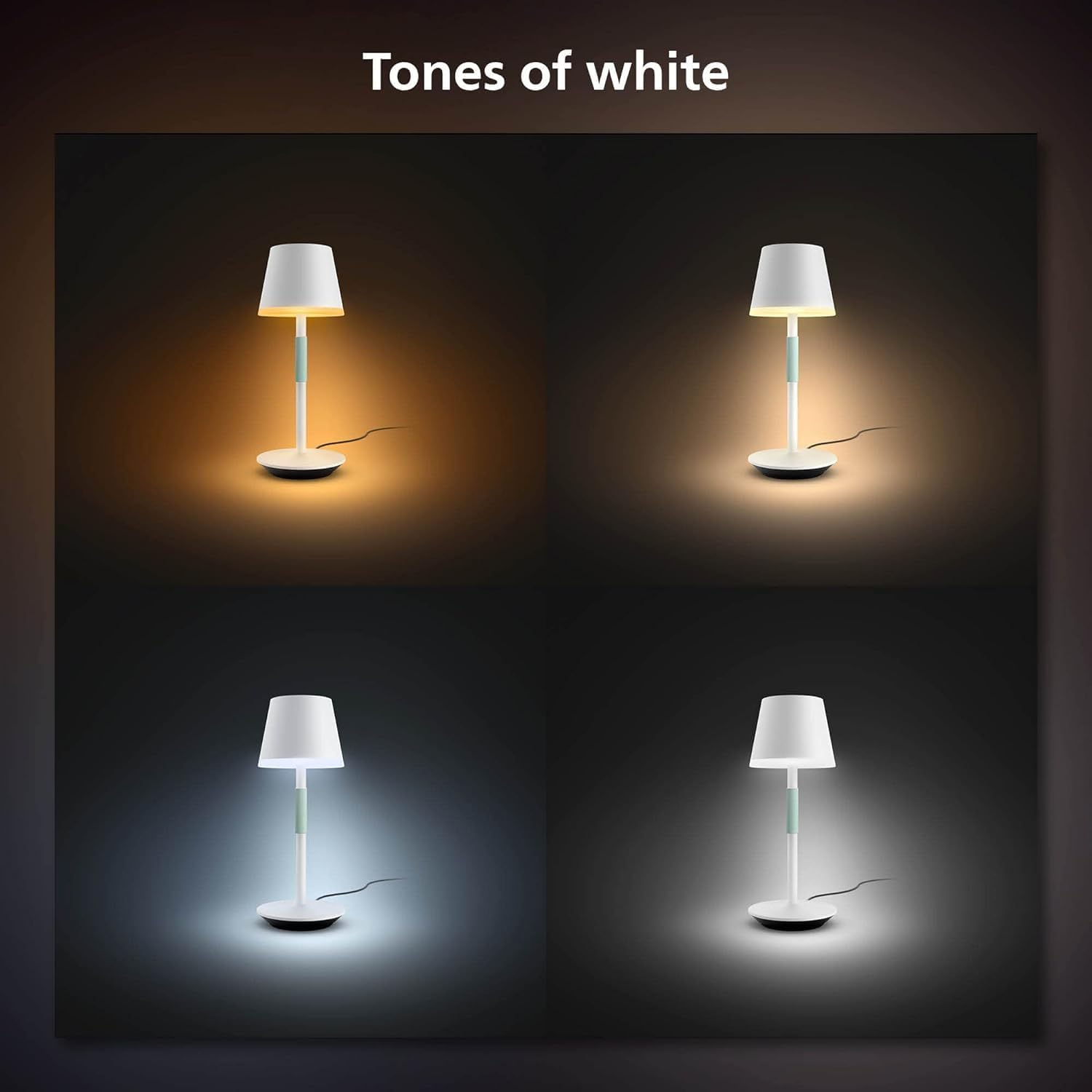 Philips Hue Go – Lámpara de mesa portátil de 2unidades para uso en interiores y exteriores, ambiente blanco y de color, compatible con Alexa, Apple