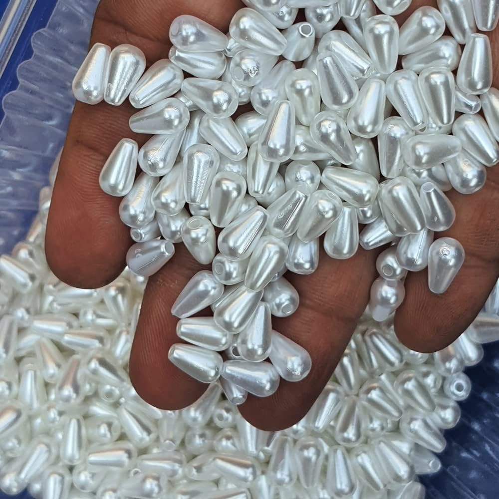 100 cuentas sueltas de lágrima de 0.236 x 0.394 pulgadas, cuentas de perlas de gota de agua para bricolaje, joyería de cuentas de imitación ABS