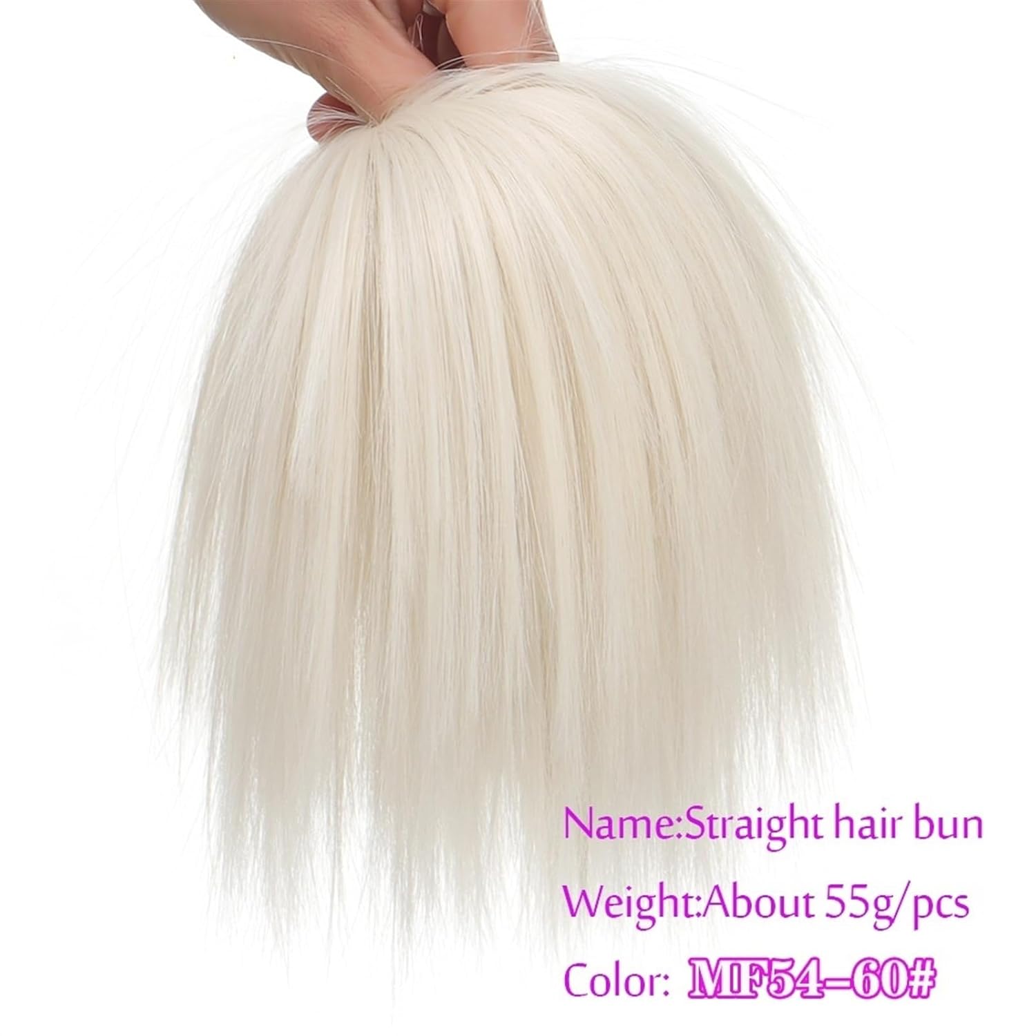 Extensiones de moño de cabello sintético con moño, desordenado, esponjoso, liso, banda elástica, moño para mujer, extensiones de moño (color  60)