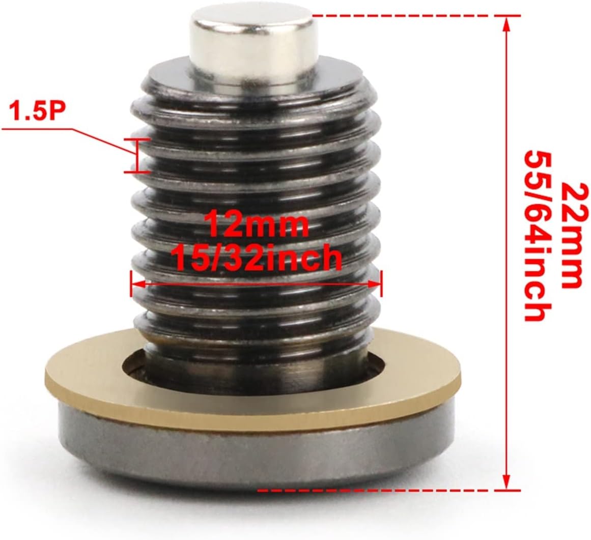 LCCDZ Tornillo magnético de drenaje de aceite M12 x 1.5 compatible con Kawasaki KLR650 Ninja 300 400 Versys 650 1000 Versys-X 300 Z650 Ninja ZX-10R