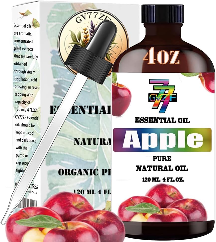 Aceite esencial de manzana fresca, 4 onzas líquidas, aceite fresco de manzana para difusor, humidificador, hogar, limpieza, masaje, vela de