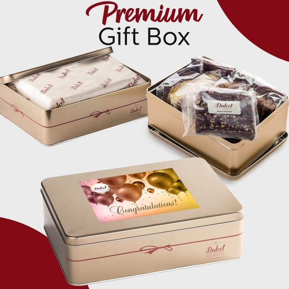 Dulcet Gift Baskets Delicioso surtido de cajas de regalo de galletas con blanco y negro tradicional, galletas de espolvoreo, regalo de sabores