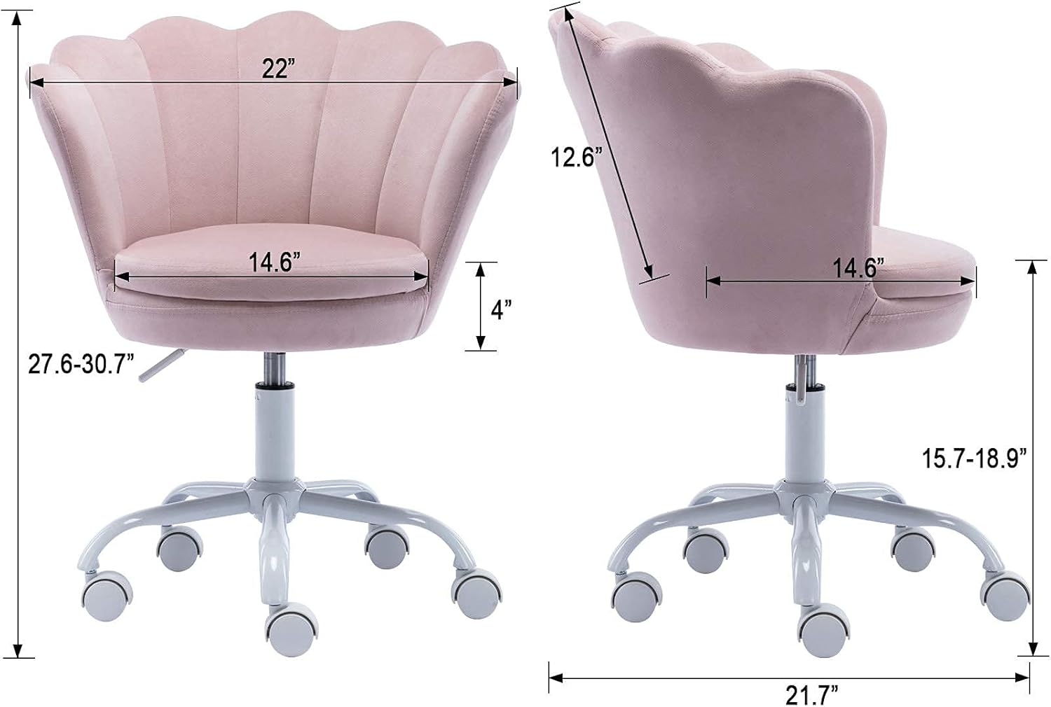 chairus Bonita silla de escritorio para niños, de terciopelo, para sala de estar, silla tapizada para adolescentes con respaldo de concha, silla