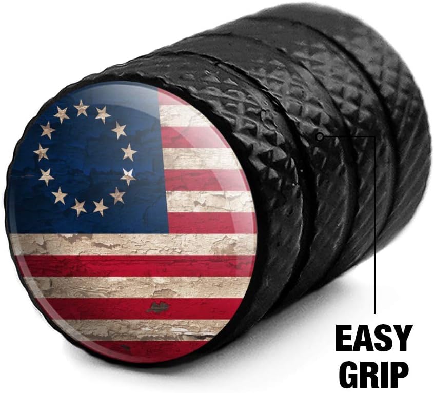 Rustic Betsy Ross 1776 – Tapones de válvula de aluminio con bandera estadounidense envejecida