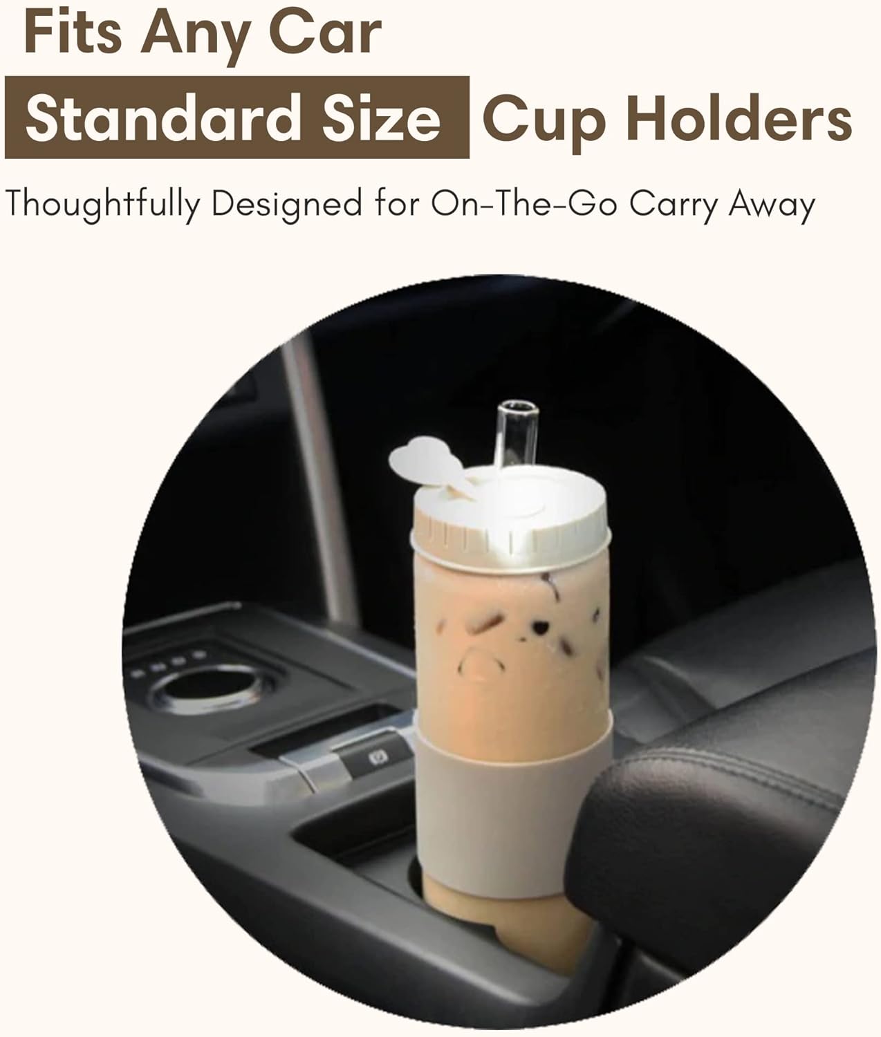 Vaso de té de burbujas de vidrio borosilicato con tapa y pajilla, vaso de batido Boba reutilizable, vaso de viaje de boca ancha con funda, a prueba