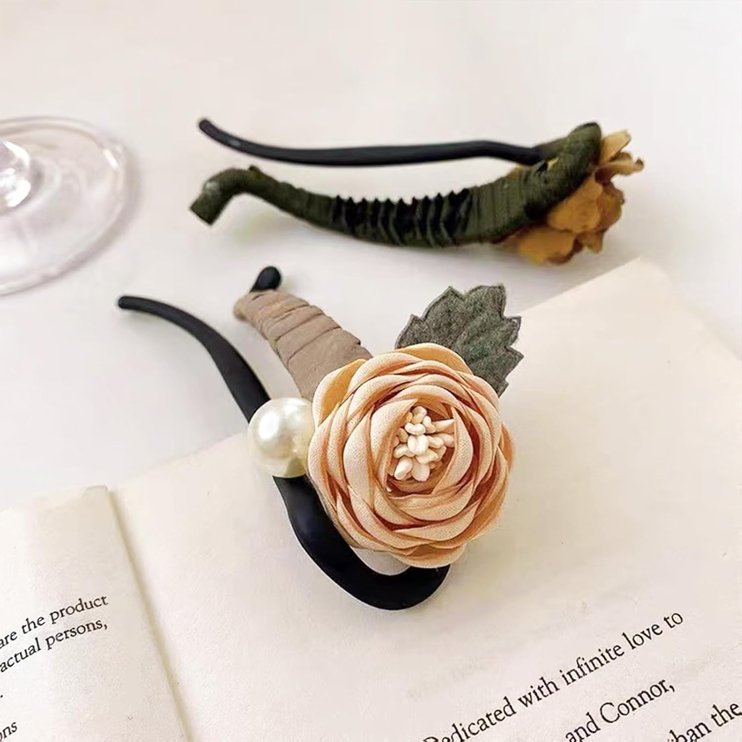 4 pasadores de horquilla de flores, pinzas para el cabello retorcidas con perlas retro para mujeres y niñas, pasadores de pelo antideslizantes,