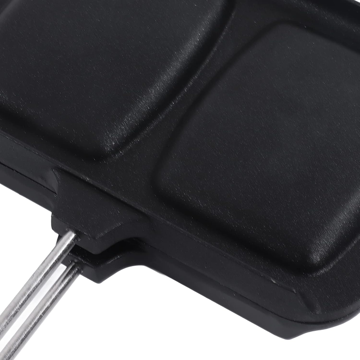 Sandwichera de 14.2 x 7.9 pulgadas, sartén antiadherente de aleación de aluminio integrada, cuerpo aerodinámico, doble cabeza, sartén desmontable