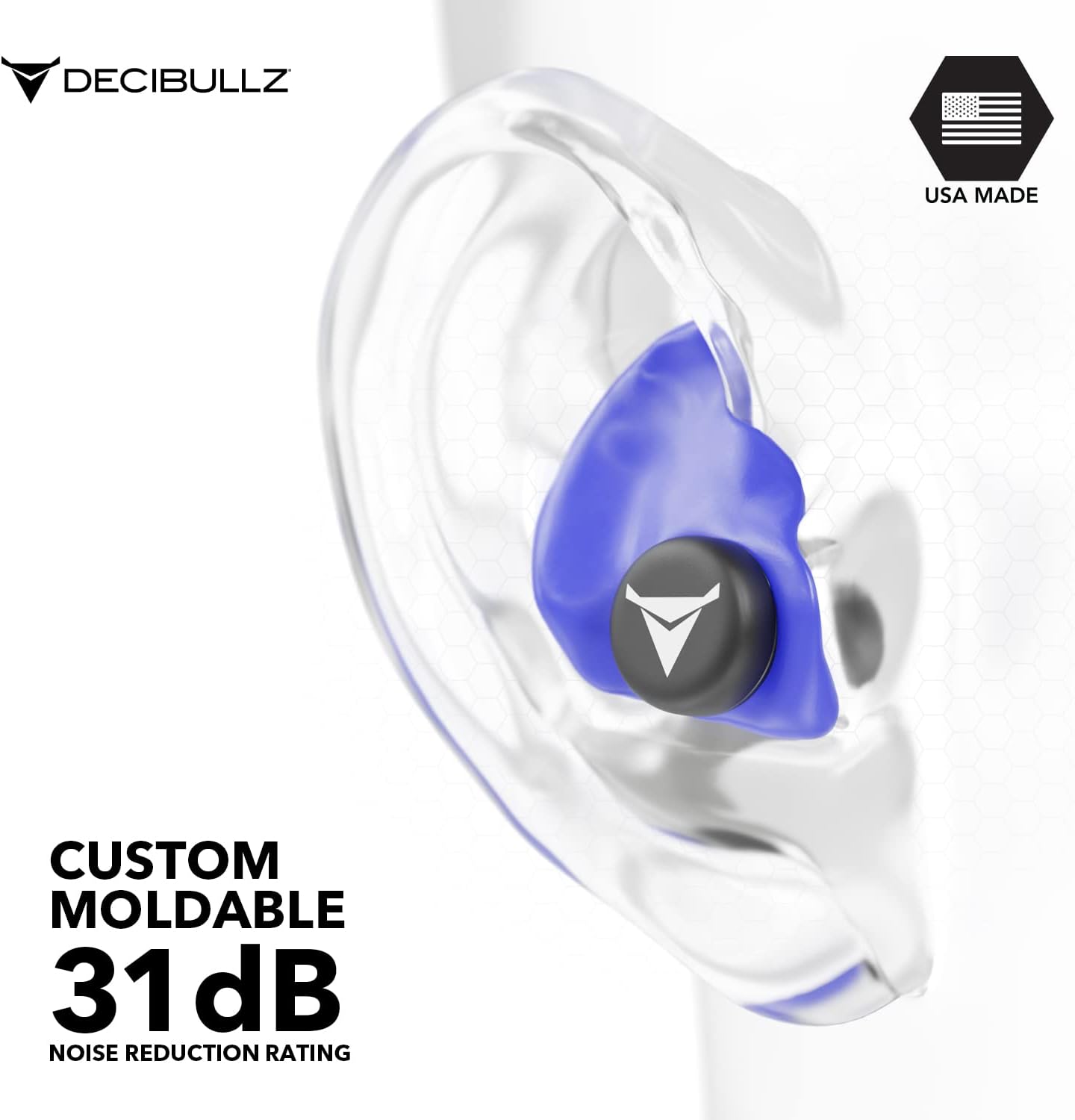 Decibullz Paquete Pro Pack de tapones para los oídos moldeados personalizados (azul)