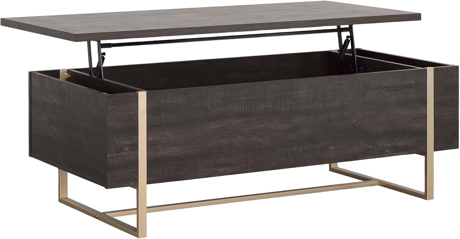 Sauder Walter Heights – Mesa de centro de madera con tapa elevable en hoja de nogal