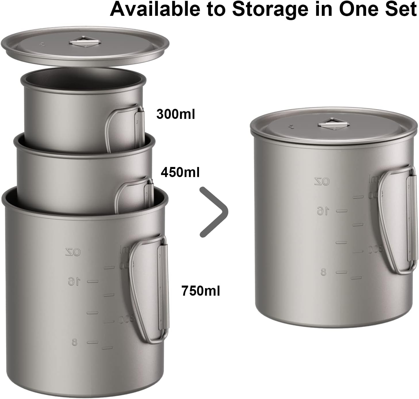 Taza de titanio de 25 oz con tapa y mango plegable, taza de café de titanio para senderismo, viajes, mochileros, fuego abierto