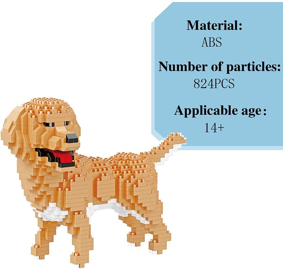 Bloques de construcción de mini perros, rompecabezas 3D, juego de bloques de construcción, juguetes regalos para niños o adultos (Golden Retriever,