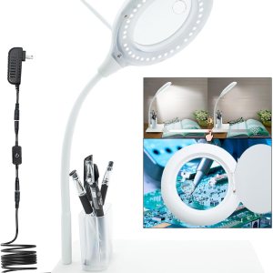 Lupa iluminada con base grande, lupa 5X con luz y brillo regulable sin límites, lupa flexible de cuello de cisne para reparación de manualidades, Lupa iluminada con base grande, lupa 5X con luz y brillo regulable sin límites, lupa flexible de cuello de cisne para reparación de manualidades,