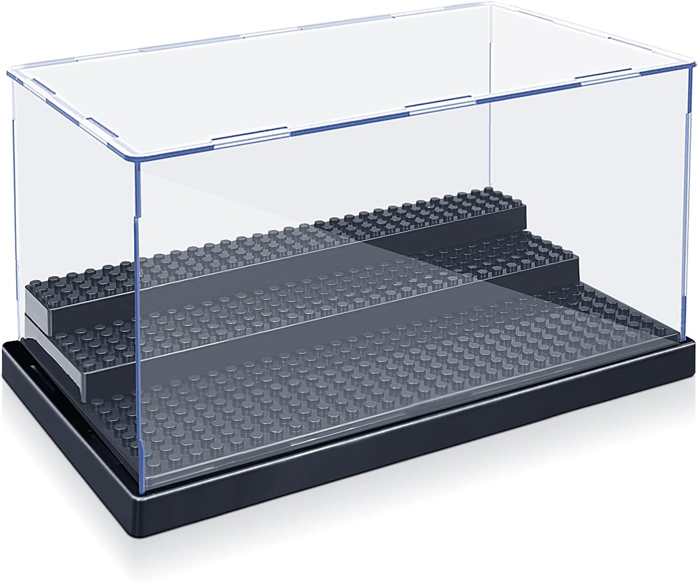 KKU Vitrina para bloques de figuras de acción de minifiguras, caja de exhibición de minifiguras acrílicas, caja de almacenamiento con 3 pasos