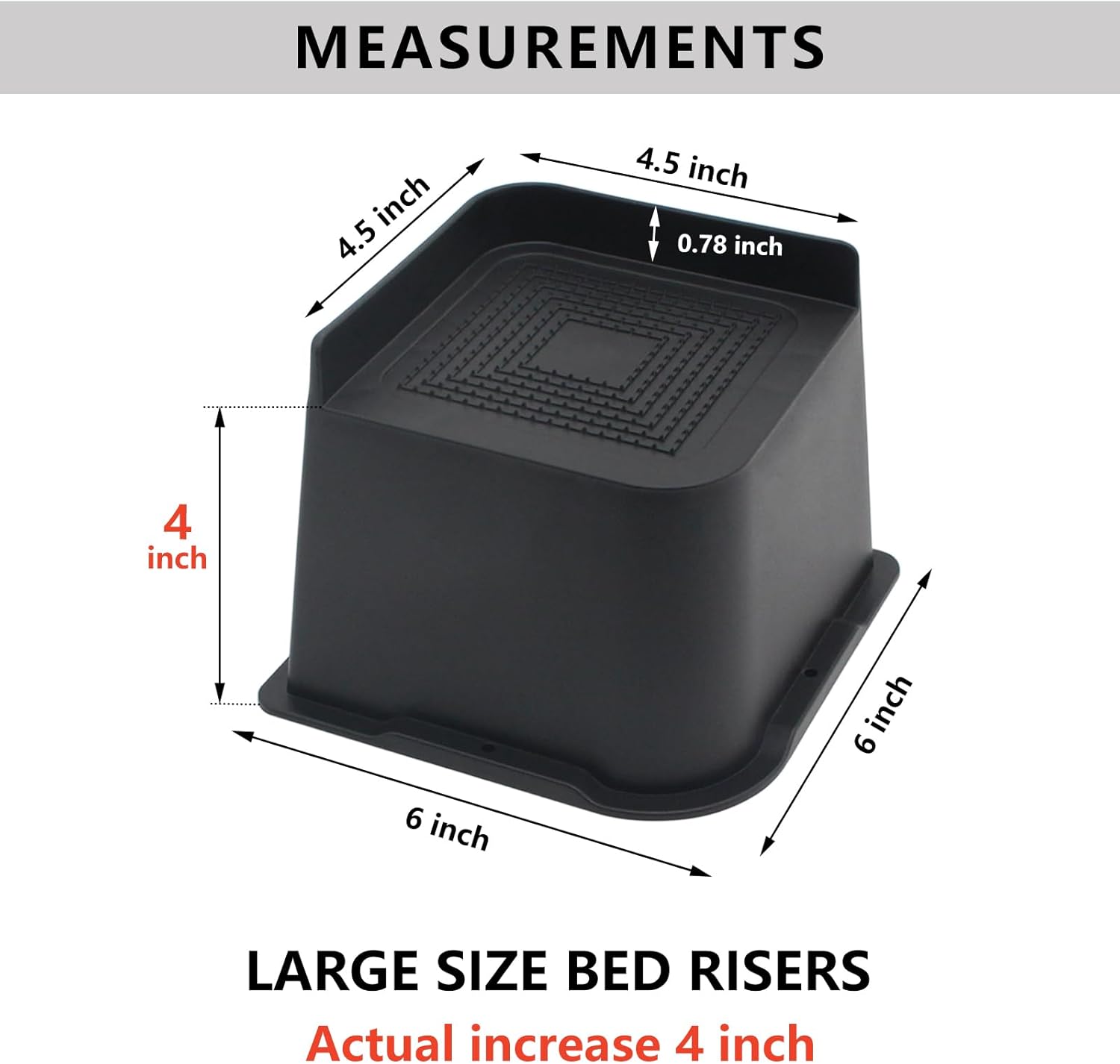 Elevadores de cama resistentes de 4 pulgadas, paquete de 4 elevadores de muebles de gran tamaño, elevadores de cama negros para mesa, sofá, silla,