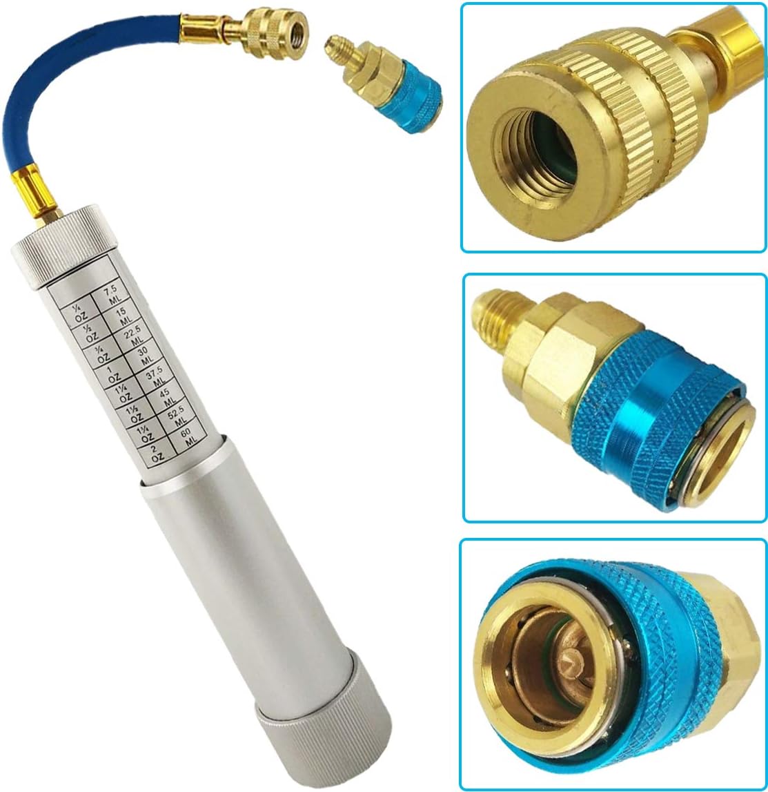 Herramientas refrigerantes para inyector de aceite y tinte de aire acondicionado para automóvil con acoplador rápido a presión 14 “SAE, para