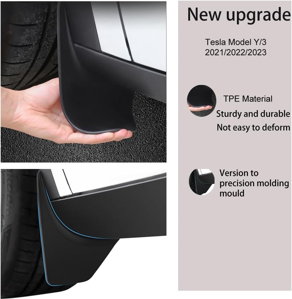 StarYtbl – Juego de 4 aletas de barro mejoradas para Tesla Modelo 3, protectores contra salpicaduras de alta resistencia, sin taladros, delanteros y