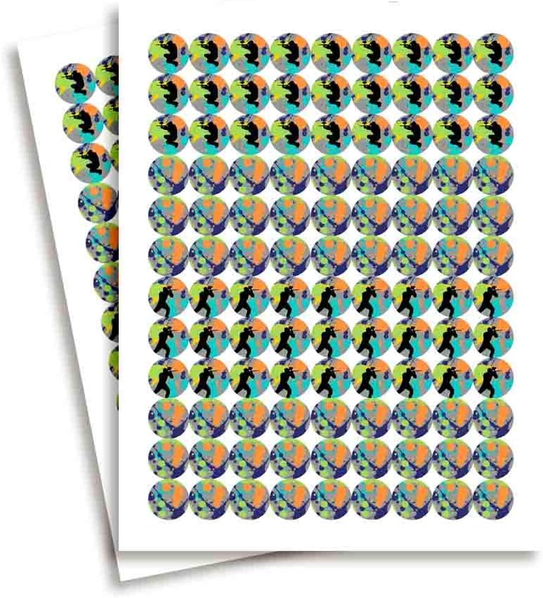 AmandaCreation – Etiquetas adhesivas para fiestas de cumpleaños con temática de paintball, 300 adhesivos circulares de fiesta de 0.75 pulgadas para