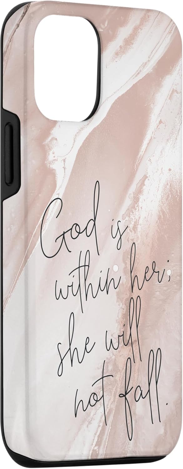 iPhone 14 God Is Within Her – Estuche de Salmo con versículo bíblico de las Escrituras Cristianas