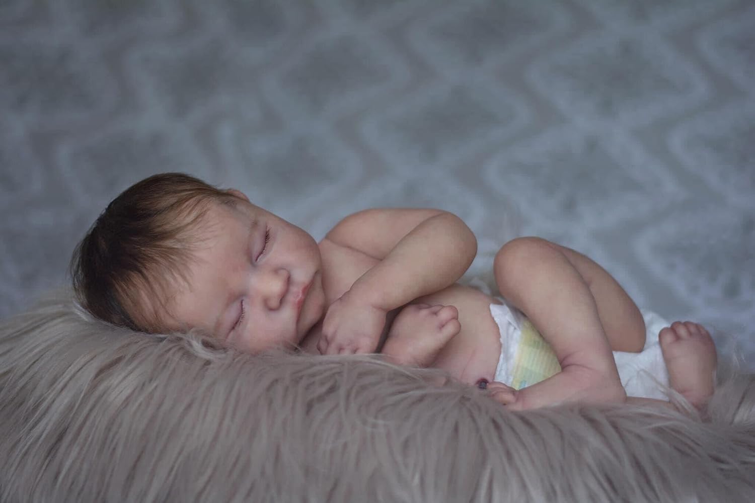 RXDOLL Muñeca de bebé recién nacido durmiendo de 19 pulgadas de vinilo suave de silicona de cuerpo completo Reborn muñecas anatómicamente correctas