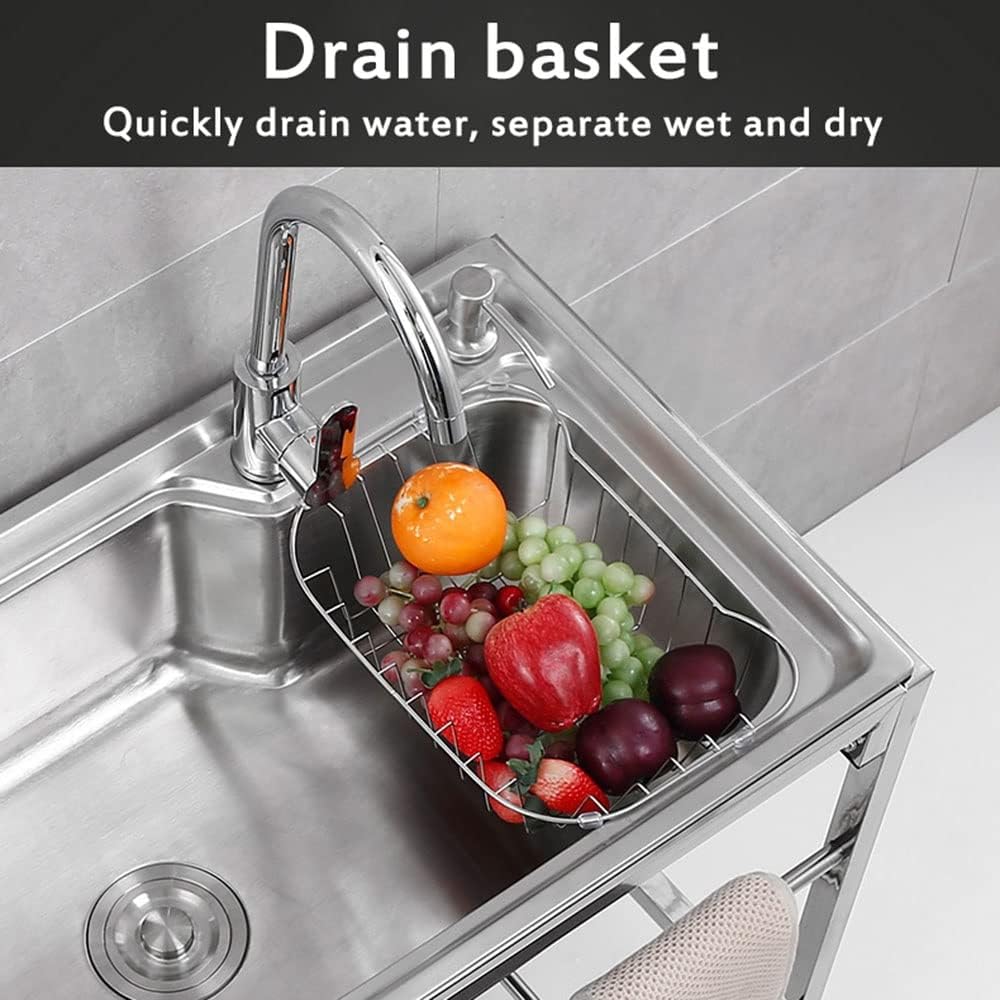 Fregadero de catering independiente, fregadero de acero inoxidable 304 para baño de perros, garaje, jardín, cocina, caravana, fácil de limpiar