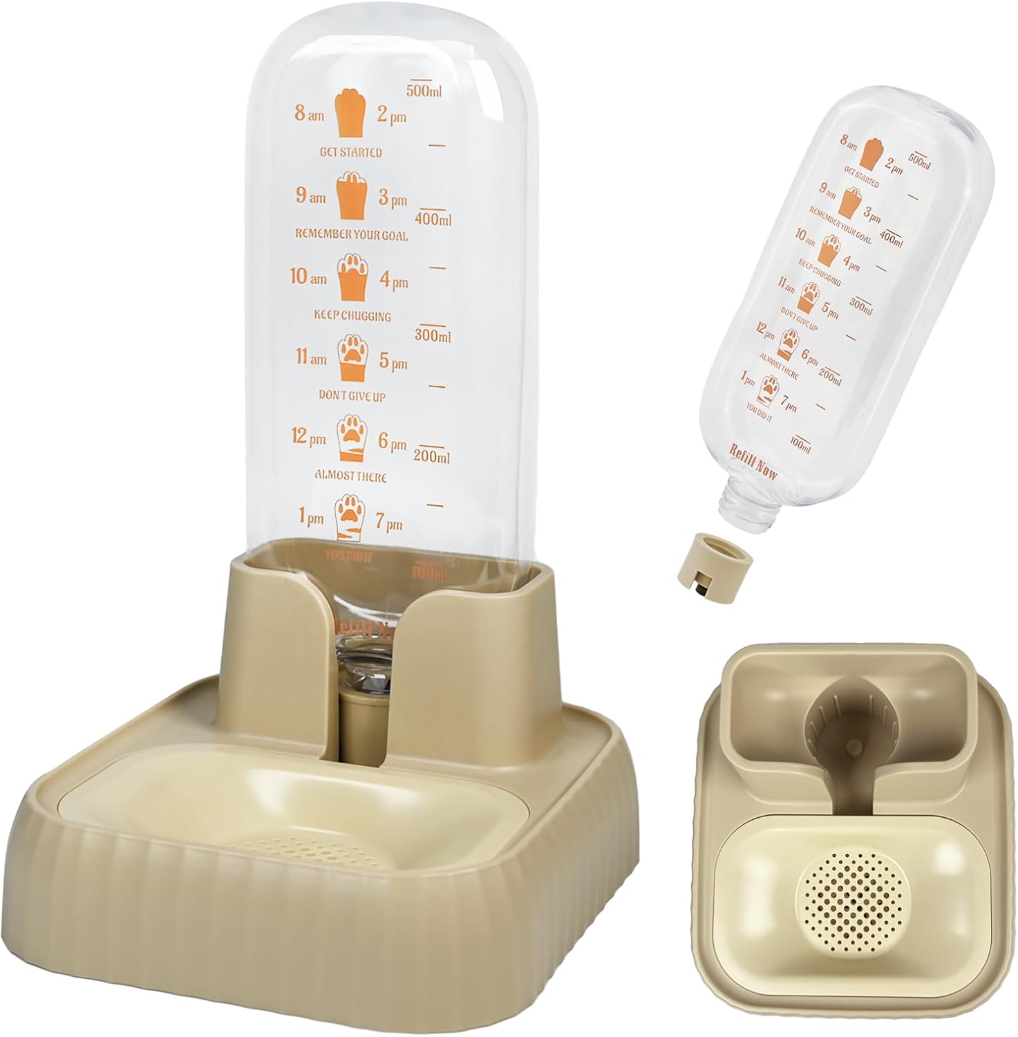 Cuenco de agua por gravedad para gatos, dispensador de agua para mascotas, dispensador automático de agua para gatos, 16.9 fl oz, dispensador de