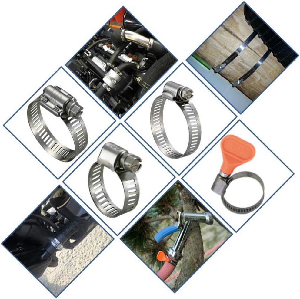 Abrazadera de manguera W2 de acero inoxidable, llave de giro, 0.984-1.575 in (1″ a 1-58″) diámetro ranger, 0.354 in ancho de banda (paquete de 10)