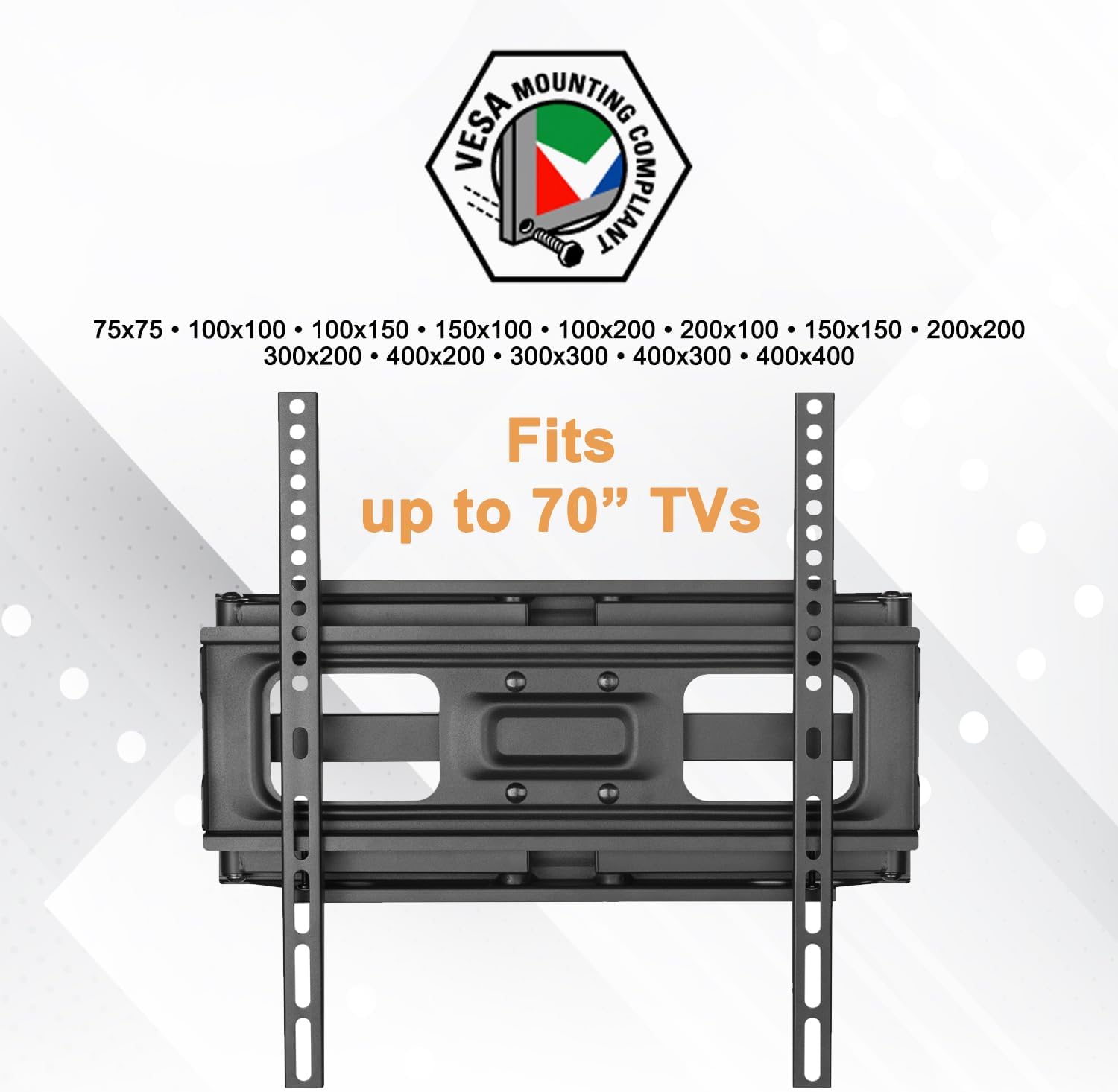Soporte de pared para TV articulado de doble brazo resistente para Roku – 65″ Class Plus Series QLED 4K Smart RokuTV – 65R6A5R Inclinación y giro