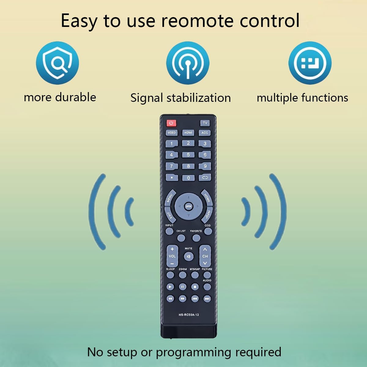 NS-RC03A-13 NSRC03A13 – Control remoto de repuesto para Insignia TV NS-42E470A13 NS-42E480A13 NS-42L260A13 NS-46E340A13 NS-46E480A13 NS-46L240A13