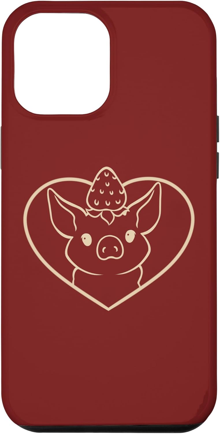 Carcasa para iPhone 13 Pro Max Swine Sow Cute Heart Strawberry Mini Cerdo