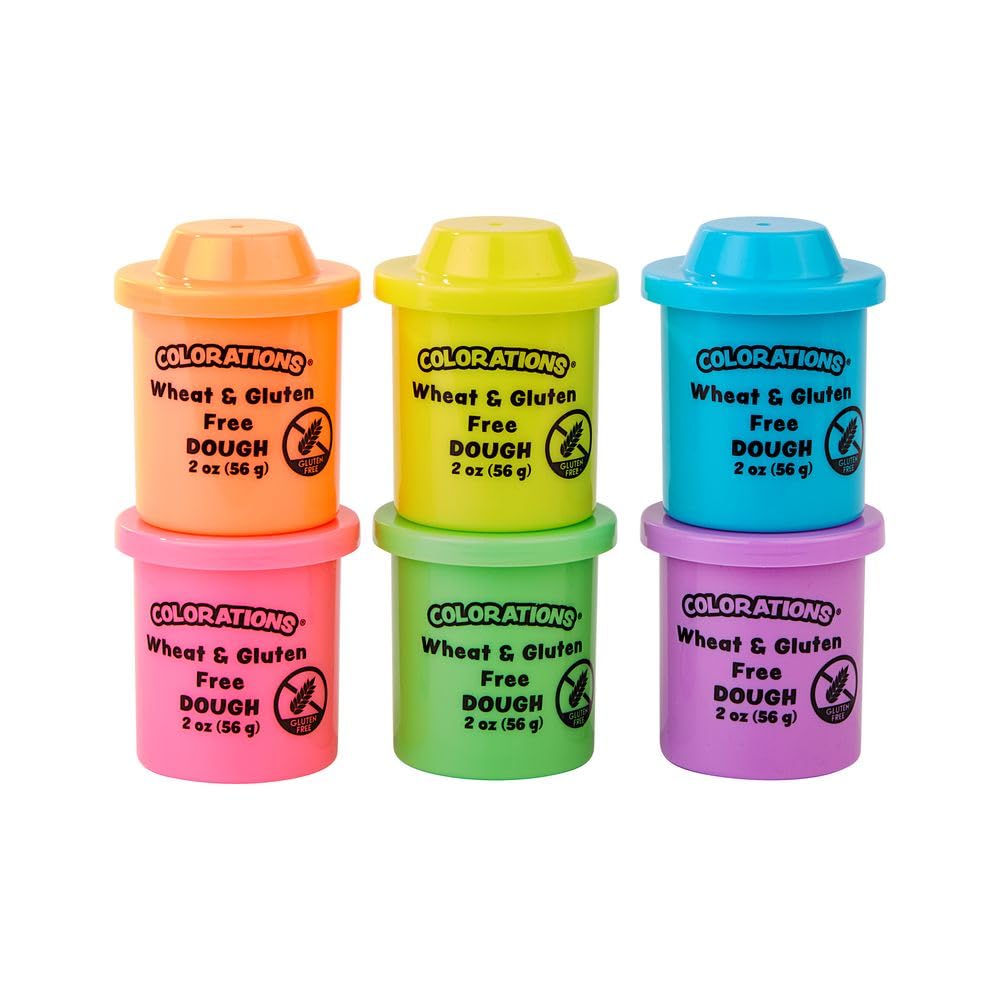 Colorations Masa de neón sin trigo ni gluten, 6 colores (2 onzas cada uno), no tóxica, masa de juego, juego a granel, kit sensorial, recuerdos de