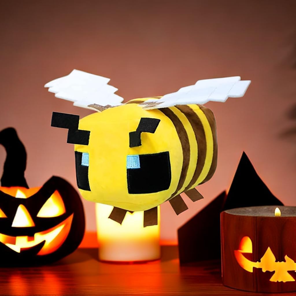 Peluche de animales de peluche, enredadera de dragóncelote, abeja y lobo, muñeca de juego Pixel Miner, regalo de cumpleaños de Navidad para niños y