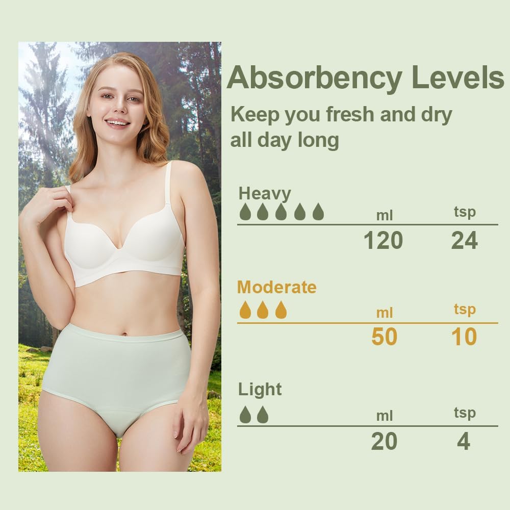 Ropa interior para incontinencia para mujer, lavable, a prueba de fugas, ropa interior de algodón de cintura alta de 1.7 fl oz para fugas de vejiga