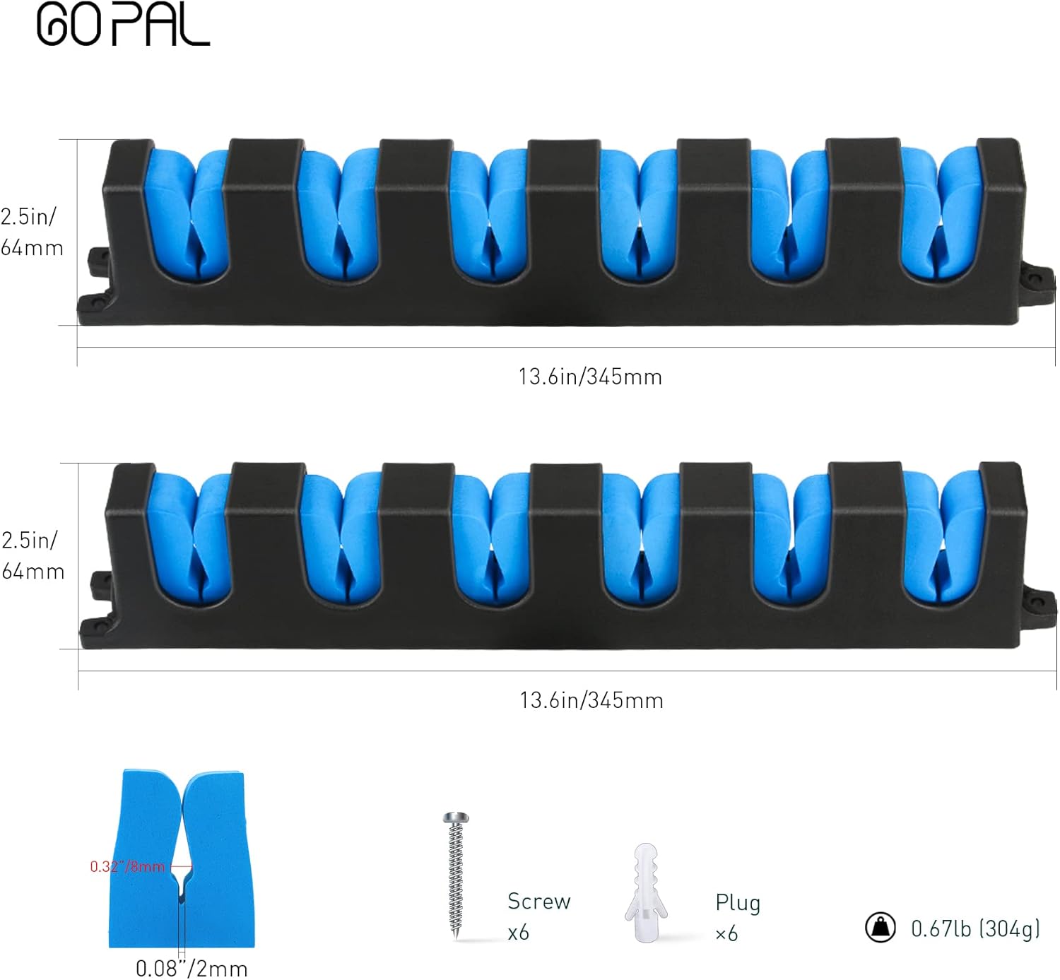 Go Pal Estante vertical para 6 cañas, soporte horizontal para caña de pescar, soportes de pared para caña de pescar para garaje