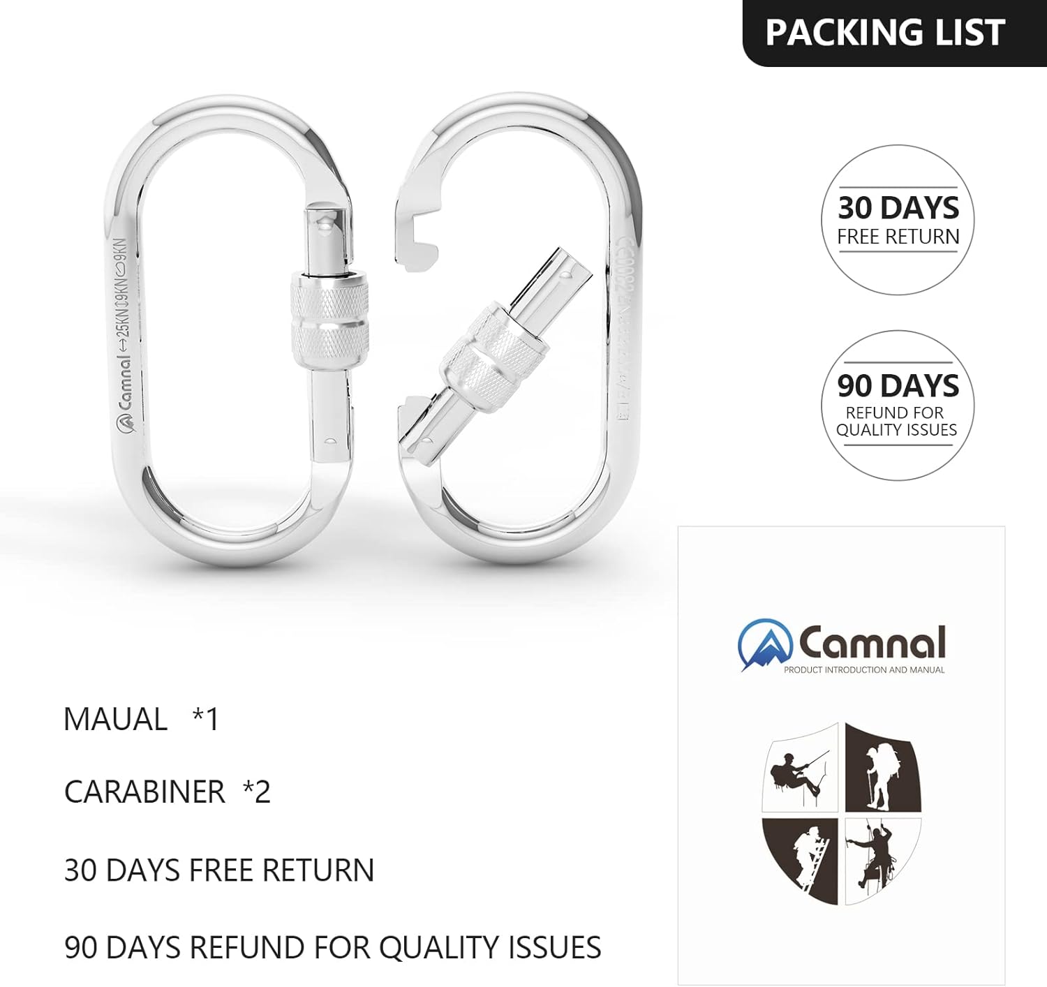 Heavy Duty Carabiner Steel O Ring Locking Carabiner 25KN (About 5620 lbs) Screw Lock Carabiner Carabiner Clip for Rock Climbing, Mountaineer, Aerial