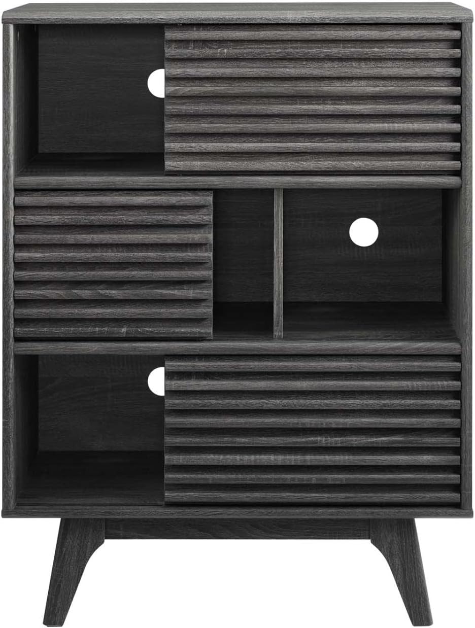 Modway Render Mid-Century – Mueble de almacenamiento de tres niveles en color carbón