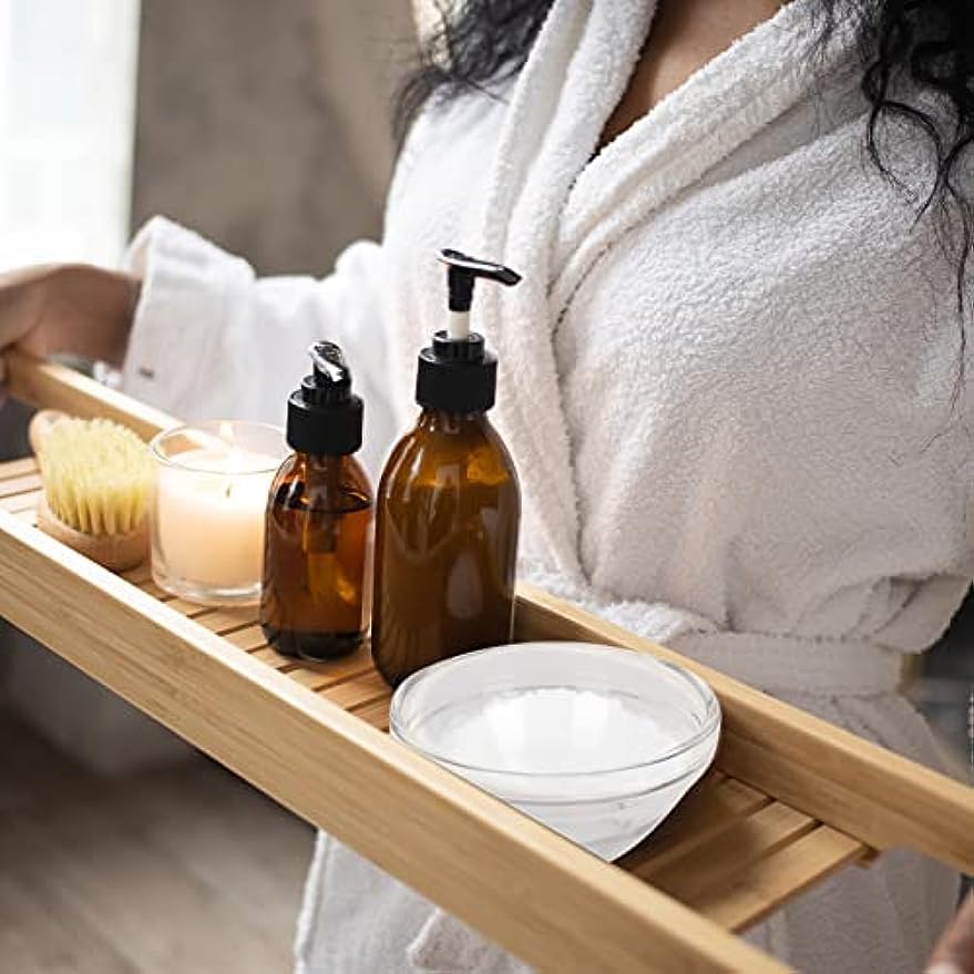 RCFINE Cuenco facial para cosméticos, cuenco de vidrio transparente, cuenco de mezcla de bricolaje para el hogar, salón, spa, aplicador de piel