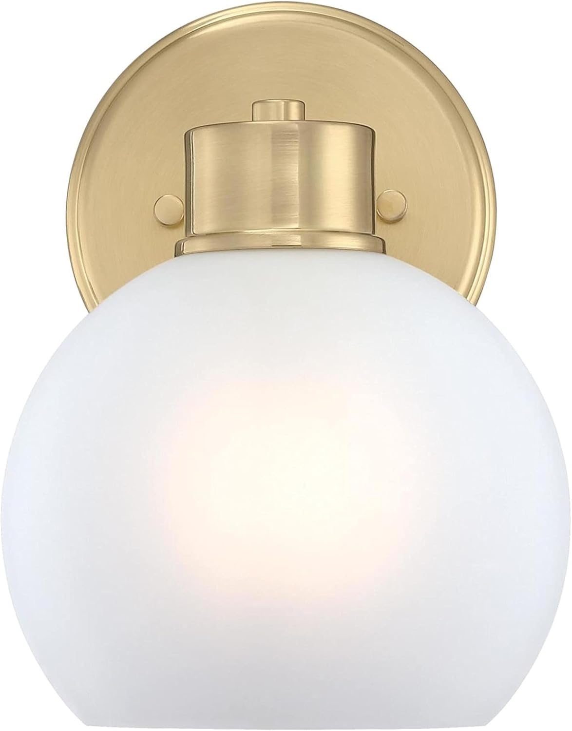Westinghouse Lighting 6127600 Dorney – Lámpara de pared transicional de una luz, acabado de latón champán, vidrio esmerilado