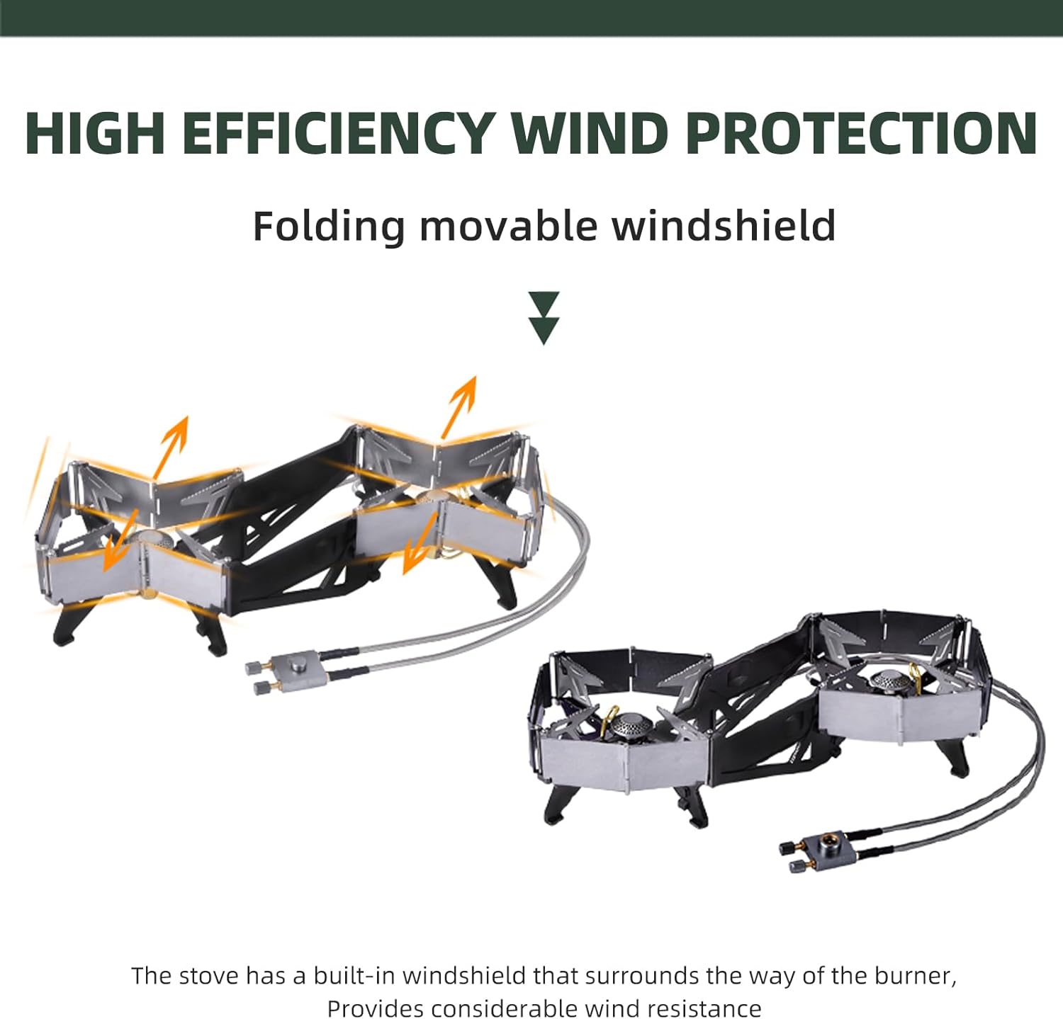 BRS -32 Estufa de camping plegable portátil expandible doble estufa – Fácil de operar, utensilios de cocina de camping con encendedor electrónico