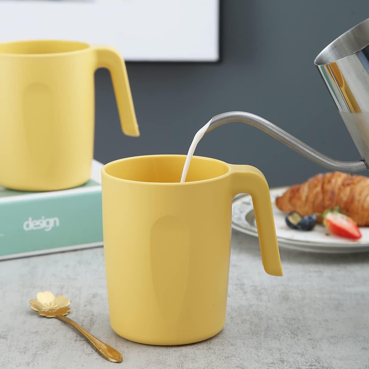 Kyraton Juego de tazas de plástico de 8 piezas, irrompibles y reutilizables, ligeras, de viaje, tazas de café, tazas de expreso, fáciles de