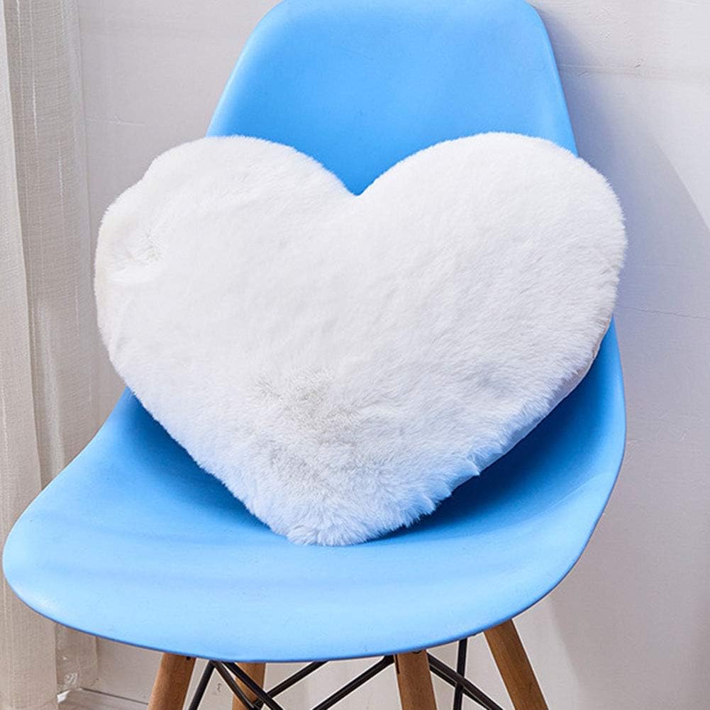 vctops Heart Shaped Love Throw Pillow with Insert Soft Faux Rabbit Fur Cushion for Kids’ FriendsChildrenGirlValentine’s Day (16″x20″,White)
