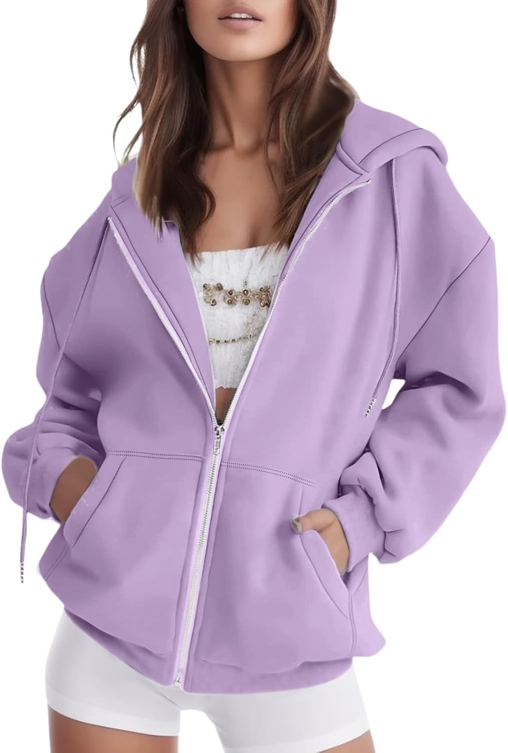 Sudaderas de gran tamaño con cremallera completa para mujer, ligeras, informales, Y2K, a la moda, chaquetas de moda para otoño 2023, ropa de calle