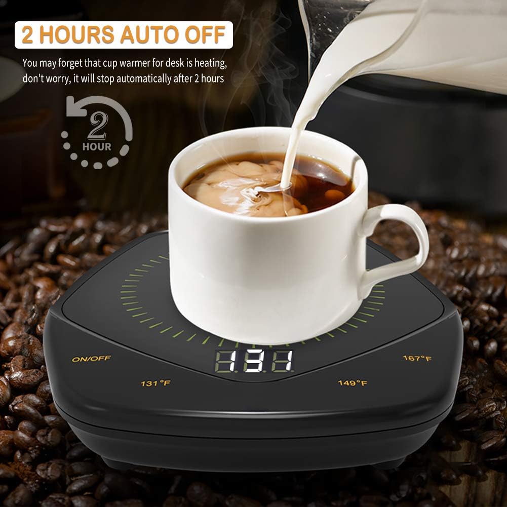 Calentador de tazas, calentador de café de calentamiento rápido de 25 W con temperatura de 131 F149 F167 F, calentador de tazas para escritorio de
